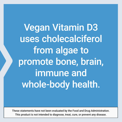 Life Extension Vegan Vitamin D3, 125 mcg (5000 IU), cholecalciferol from Algae, high-Potency Immune, Bone & Whole-Body Health, Gluten-Free, Non-GMO, 1 Daily, 60 Capsules