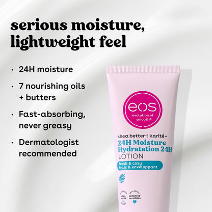 eos 24H Moisture Travel Body Lotion- Fresh & Cozy, Mini Size, 2.5 fl oz