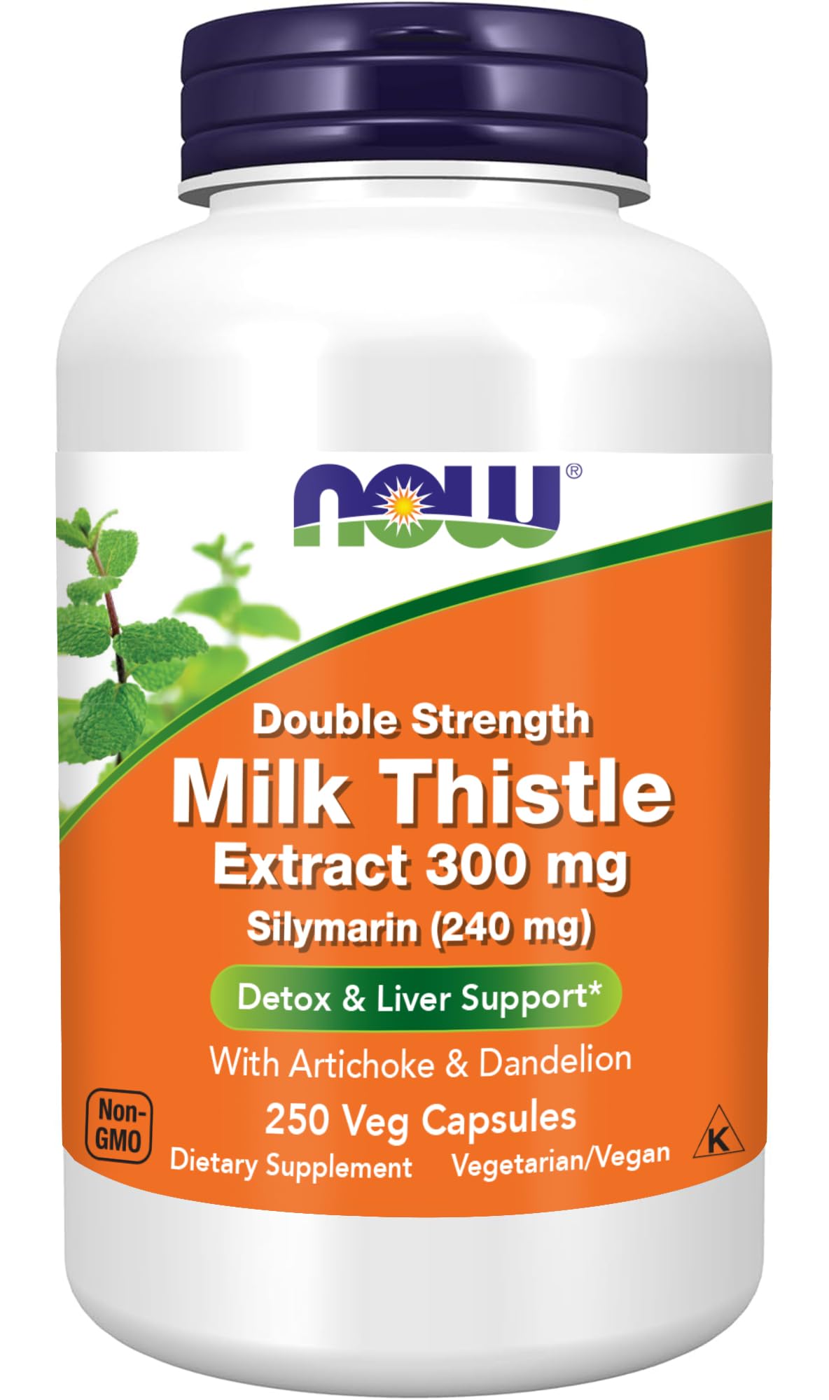 NOW Foods Supplements, Silymarin Milk Thistle Extract 300 mg with Artichoke and Dandelion, Double Strength, Supports Liver Function*, 250 Veg Capsules