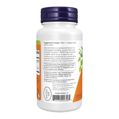 NOW Supplements, Saw Palmetto Extract 320 mg with Pumpkin Seed Oil, Men's Health*, 90 Veg Softgels