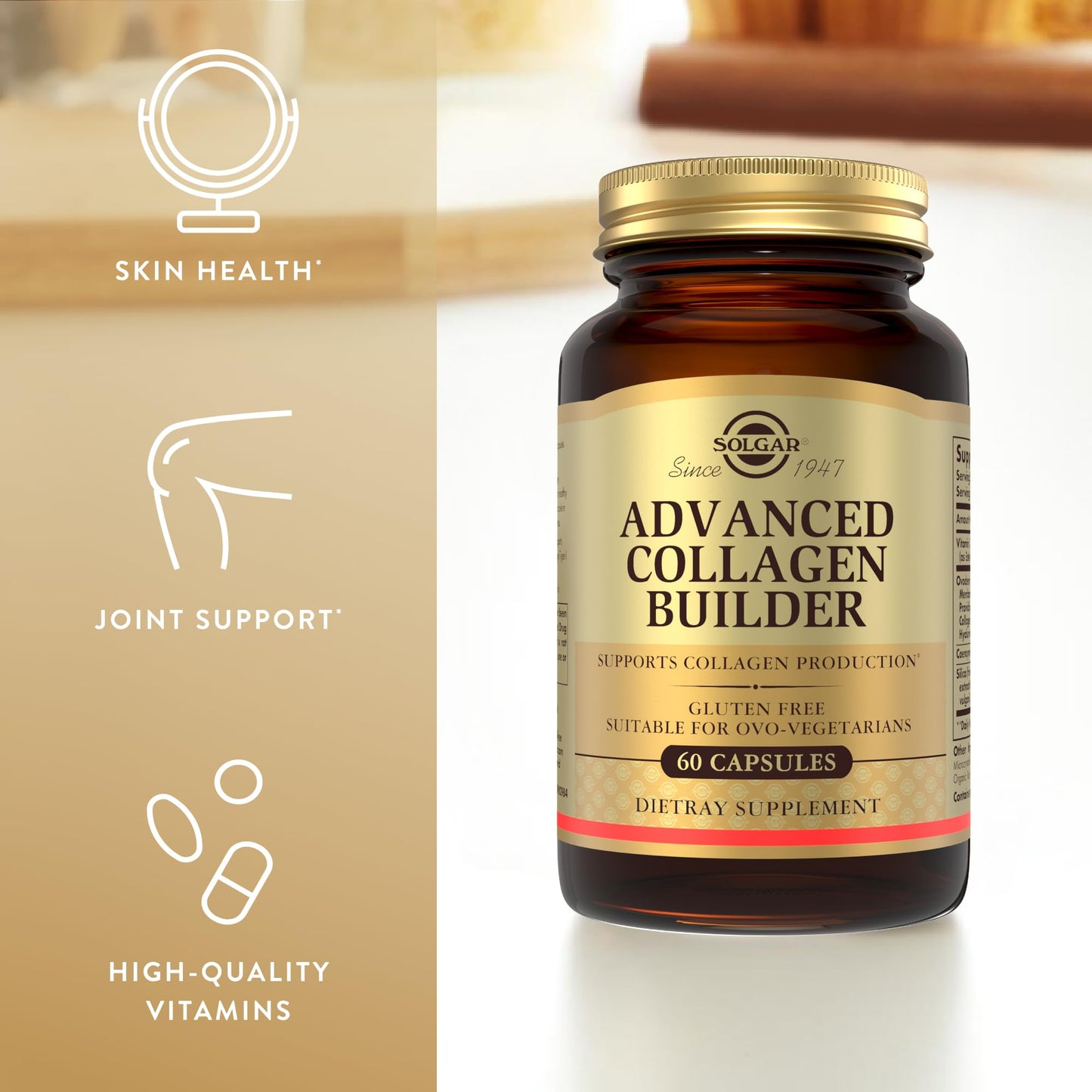 Solgar Advanced Collagen Builder with Vitamin C, Ovoderm, Coenzyme Q10 & Silica - 60 Capsules - Helps Your Body Build Collagen - 30 Servings