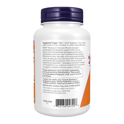 Now Foods Supplements, Mushroom Immune Renew with Astragalus Root Extract, Immune System Support*, 3.5-Ounce