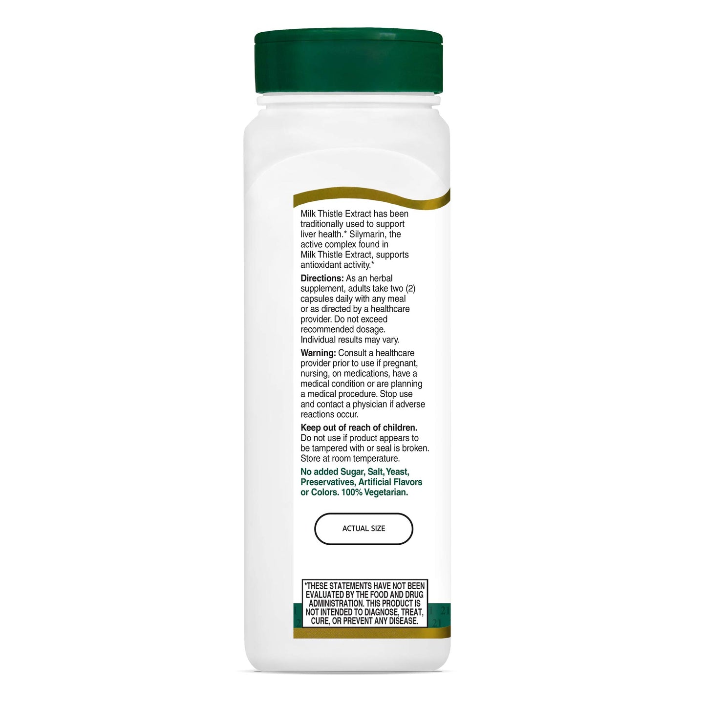21st Century Milk Thistle Extract Vegetarian Capsules, 200 Count