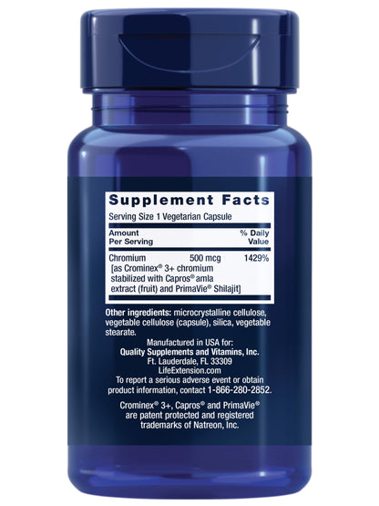 Life Extension Optimized Chromium with Crominex 3+, 500 mcg, 60 Capsules