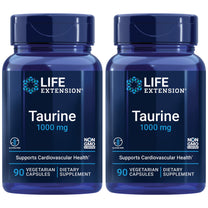 Life Extension Taurine, Pure Taurine Amino Acid Supplement, Heart, Liver and Brain Health, Longevity, Muscle and Exercise, 1000 mg dose, Non-GMO, Gluten-Free - Two Pack - 90 Vegetarian Capsules x 2