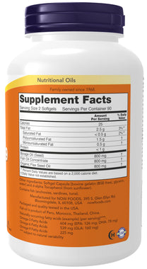 NOW Foods Supplements, Super Omega 3-6-9 1200 mg with a blend of Fish, Borage and Flax Seed Oils, 180 Softgels