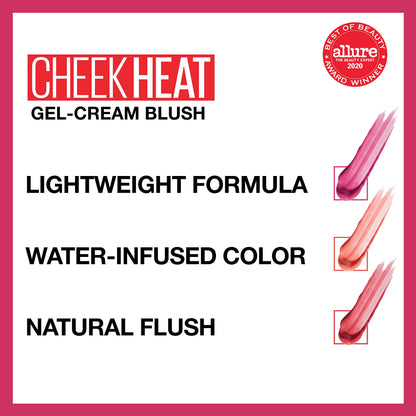 Maybelline Cheek Heat Gel-Cream Blush Makeup, Lightweight, Breathable Feel, Sheer Flush Of Color, Natural-Looking, Dewy Finish, Oil-Free, Berry Flame, 1 Count