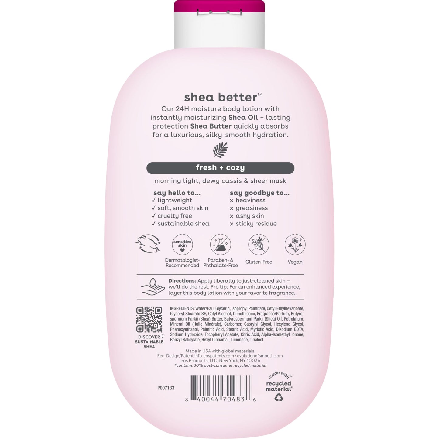 Bundle of eos Shea Better Body Lotion & Hand Cream- Fresh & Cozy, 24-Hour Moisture Skin Care, Lightweight & Non-Greasy, Made with Natural Shea