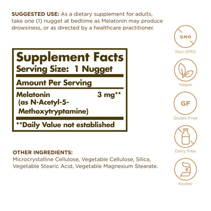 Melatonin 3mg Nuggets Solgar 120 Tabs