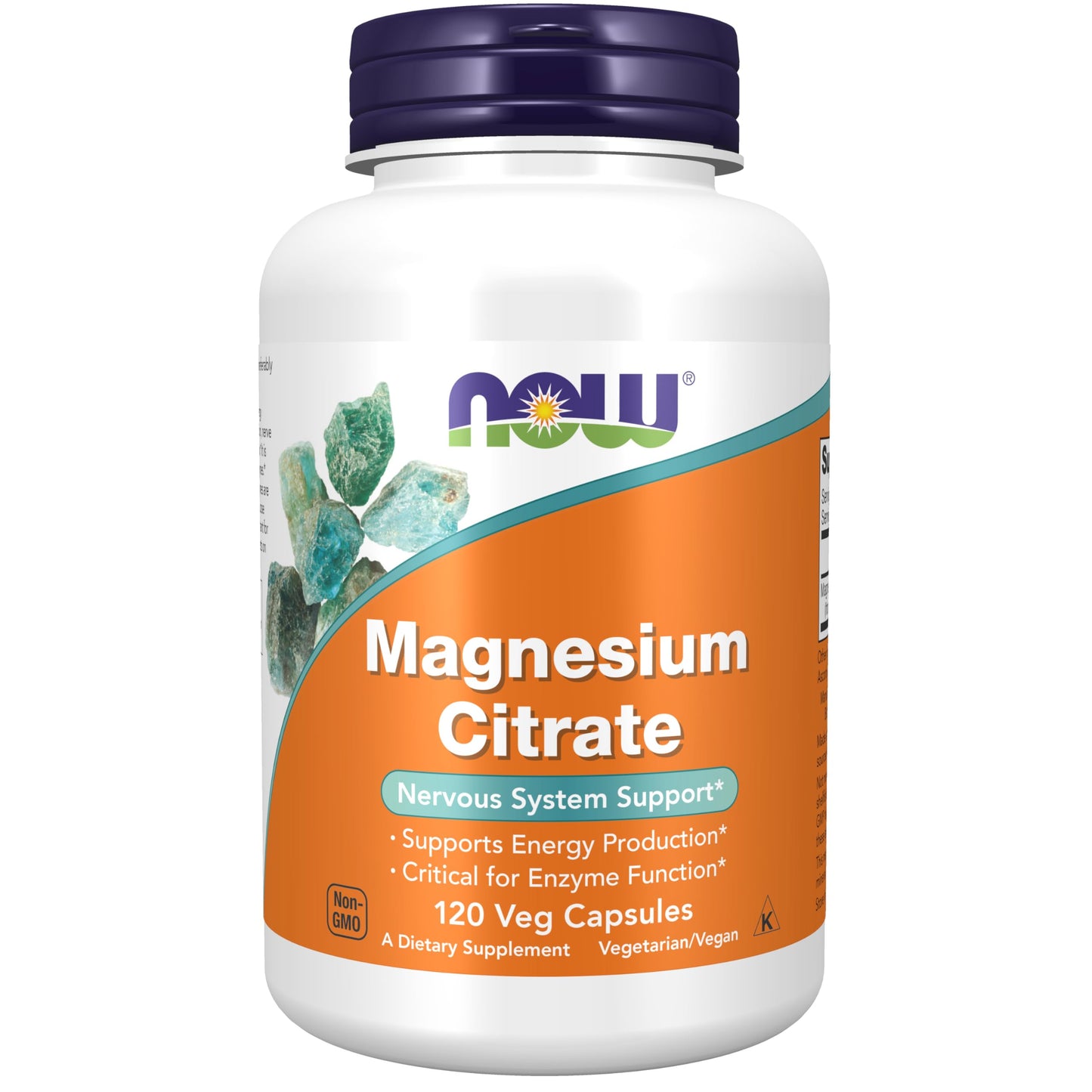 NOW Supplements, Magnesium Citrate, Enzyme Function*, Nervous System Support*, 120 Veg Capsules