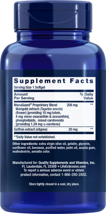 Life Extension MacuGuard Ocular Support with Saffron, 100 softgels