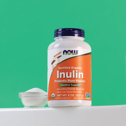 NOW Foods Supplements, Inulin Prebiotic Pure Powder, Certified Organic, Non-GMO Project Verified, Intestinal Support*, 8-Ounce