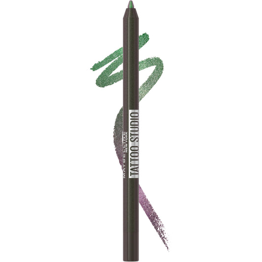 MAYBELLINE Tattoo Studio Long-Lasting Sharpenable Eyeliner Pencil, Glide on Smooth Gel Pigments with 36 Hour Wear, Waterproof, Aurora Flip, 1 Count