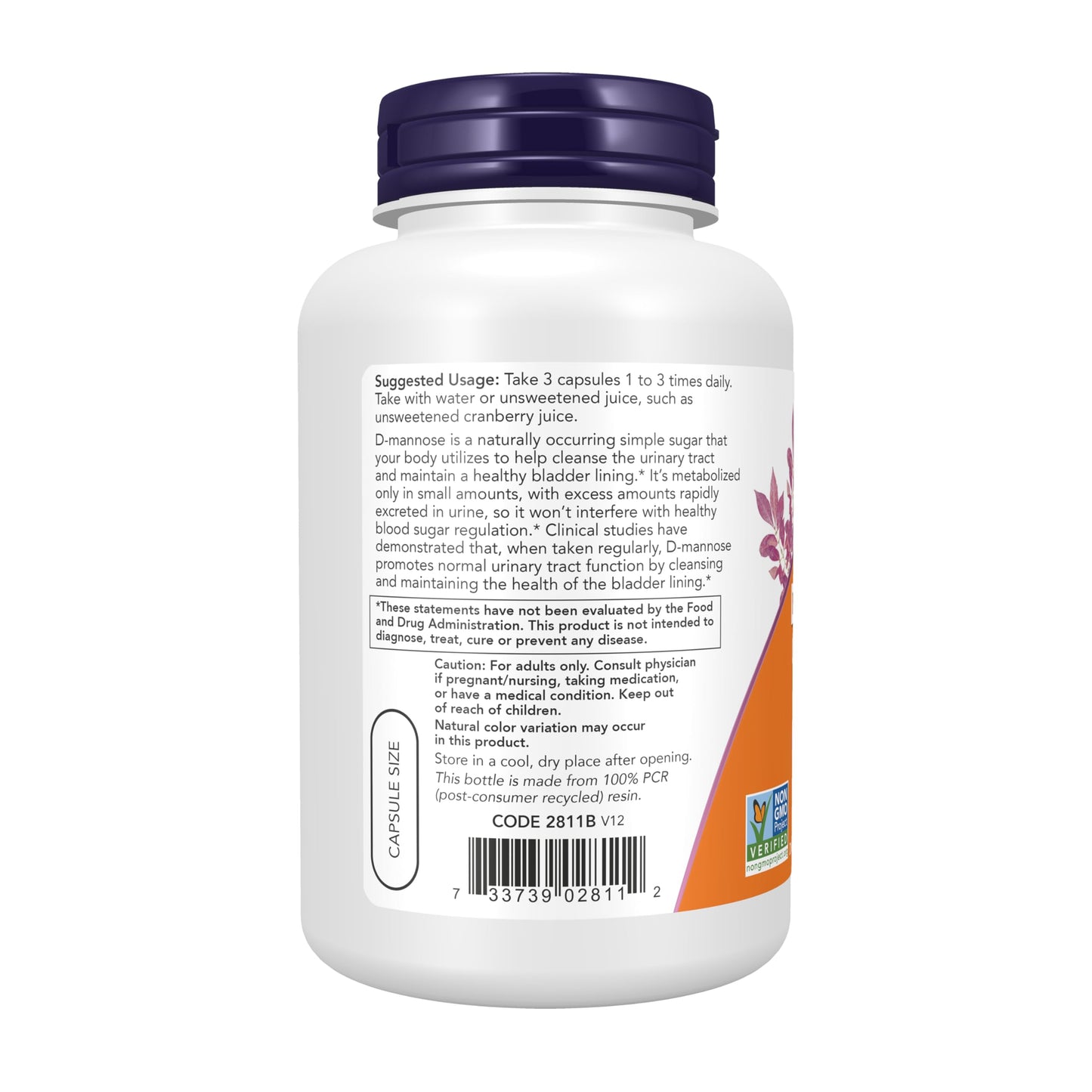 NOW Foods Supplements, D-Mannose 500 mg, Non-GMO Project Verified, Healthy Urinary Tract*, 120 Veg Capsules