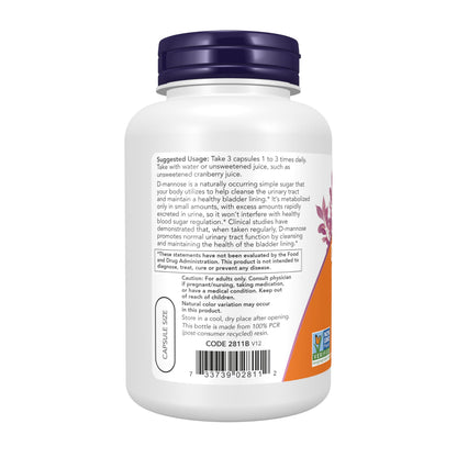 NOW Foods Supplements, D-Mannose 500 mg, Non-GMO Project Verified, Healthy Urinary Tract*, 120 Veg Capsules