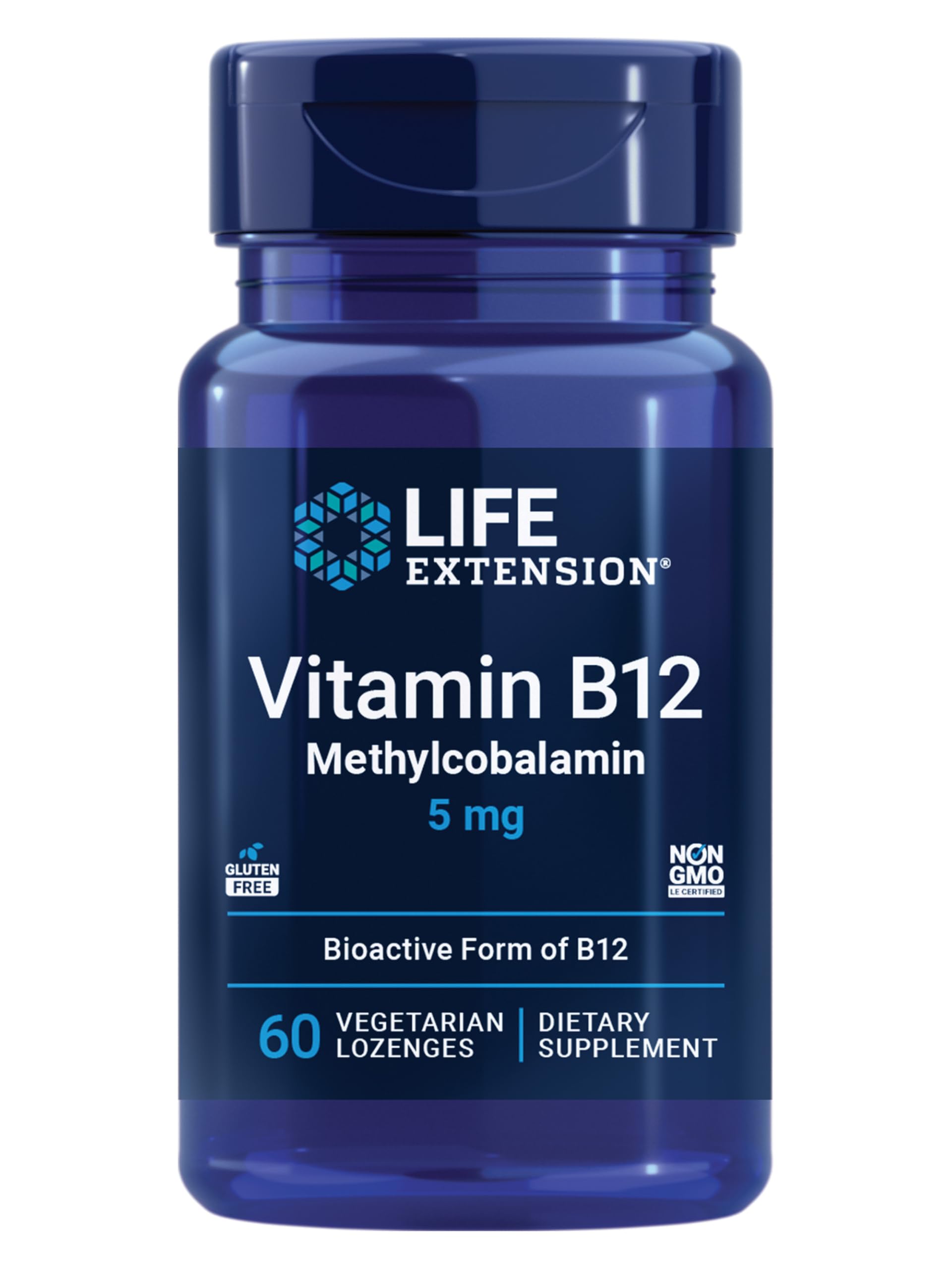 Life Extension Vitamin B12 Methylcobalamin, Nerve Health Supplement, Cognitive Support, Energy Vitamin, methylcobalamin B12, 5 mg, Quick-Dissolving, Gluten-Free, Non-GMO, Vegetarian, 60 lozenges