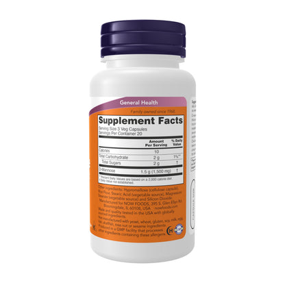 Now Foods Supplements, D-Mannose 500 mg, Non-GMO Project Verified, Healthy Urinary Tract*, 60 Veg Capsules