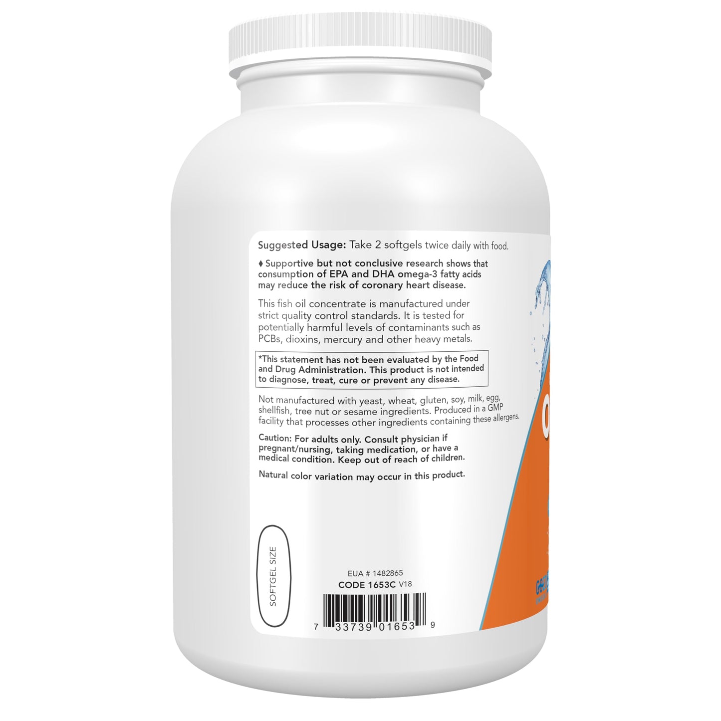 NOW Foods Supplements, Omega-3 180 EPA / 120 DHA, Molecularly Distilled, Cardiovascular Support*, 500 Softgels