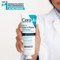 CeraVe Clay to Foam Acne Face Wash, Salicylic Acid Spot Treatment, 4 Oz