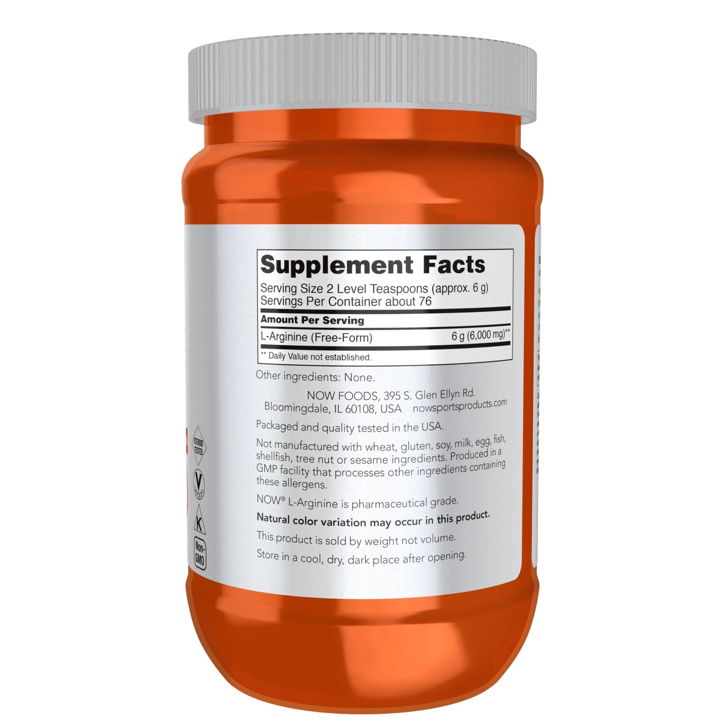 NOW Sports Nutrition, L-Arginine Powder, Nitric Oxide Precursor, Amino Acids, 1-Pound