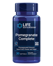 Life Extension Pomegranate Complete, Fruit Extract, Flower, Seed Oil Extract, Cardiovascular Health, antioxidant Support, superfood Supplement, Gluten Free, Non-GMO, 30 softgels