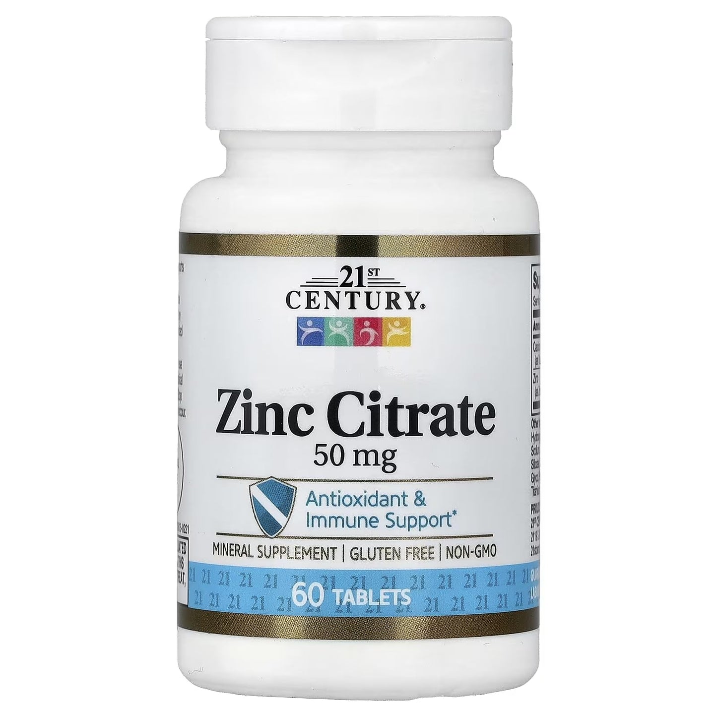 21st Century Zinc Citrate 50mg Tablets, Immune Support, Vegan, 60 Count
