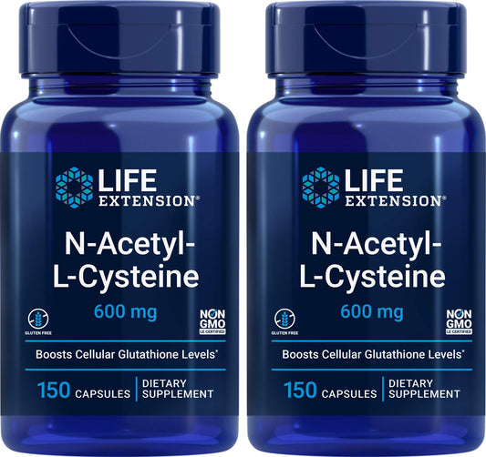 Life Extension N-Acetyl-L-Cysteine (NAC) 600mg, 150 Capsules (Pack of 2)