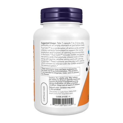 NOW Supplements, True Calm, with Magnesium, GABA, B Vitamins & More, 90 Veg Capsules