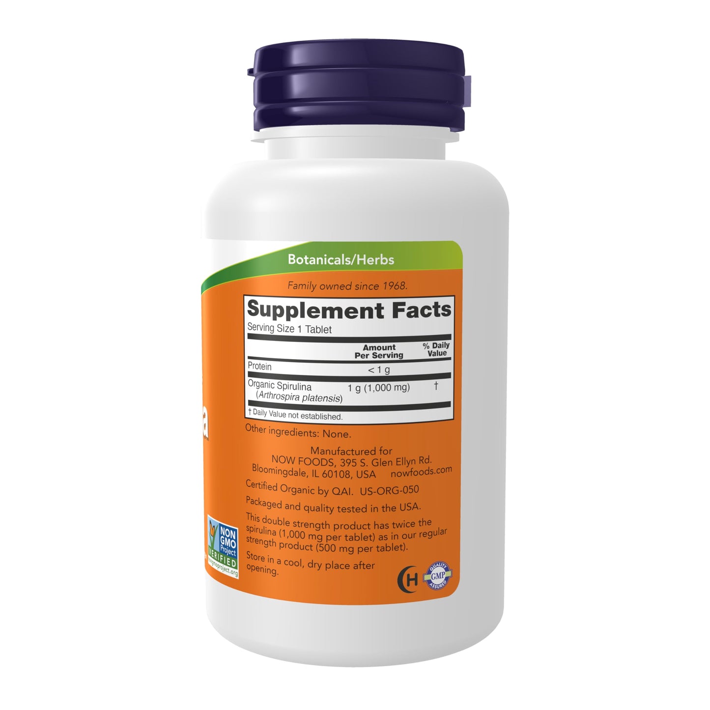 NOW Foods Supplements, Certified Organic, Spirulina 1000 mg (Double Strength), Rich in Beta-Carotene (Vitamin A) and B-12 with naturally occurring GLA , 120 Tablets
