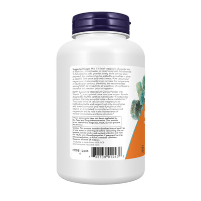 NOW Foods Supplements, Calcium & Magnesium Citrate Powder with Vitamin D3, Supports Bone Health*, 8-Ounce