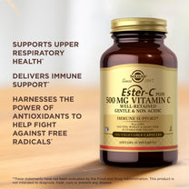Solgar Ester-C Plus 500 mg Vitamin C (Ascorbate Complex) - 100 Vegetable Capsules, Pack of 2 - Antioxidant & Immune Support - Non GMO, Vegan, Gluten Free, Kosher - 200 Total Servings
