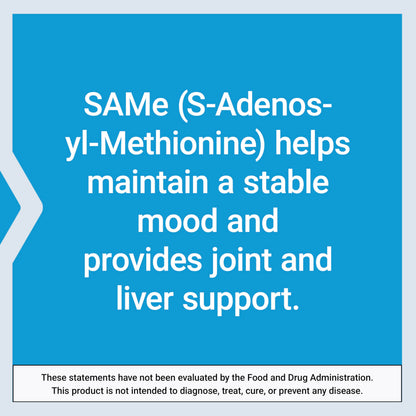 Life Extension Same, S-Adenosyl-Methionine, 400 mg, Mood and Liver Health and Joint Support Supplement, Non-GMO, Vegetarian, Gluten Free, 60 enteric-Coated Tablets