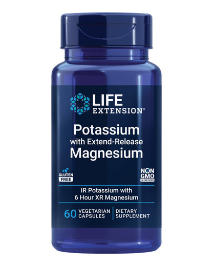 Life Extension Potassium with Extend-Release Magnesium – Heart Health Supplement for Blood Pressure Support with Two Essential Minerals – Non-GMO, Vegetarian, Gluten-Free – 60 Capsules