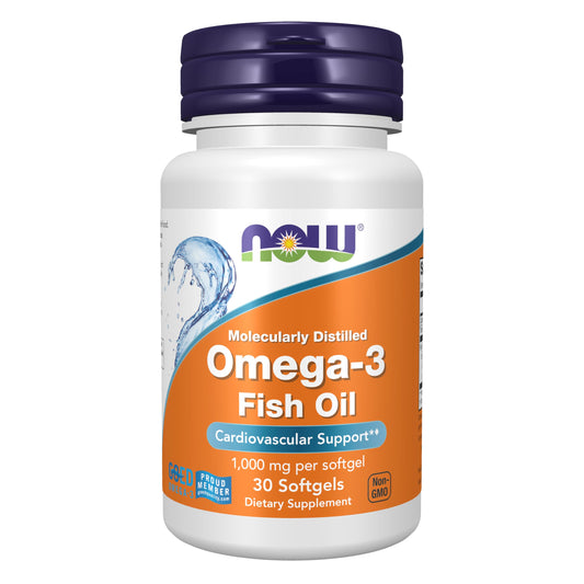 NOW Foods Supplements, Omega-3 180 EPA / 120 DHA, Molecularly Distilled, Cardiovascular Support*, 30 Softgels