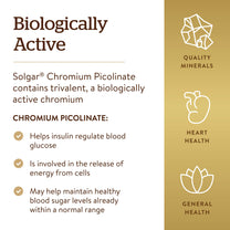 Solgar Chromium Picolinate 200 mcg, 180 Vegetable Capsules - Gluten Free