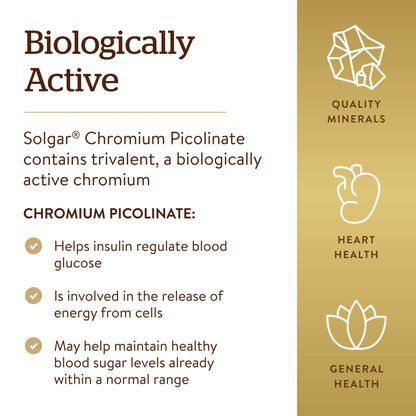 Solgar Chromium Picolinate 200 mcg, 180 Vegetable Capsules - Gluten Free