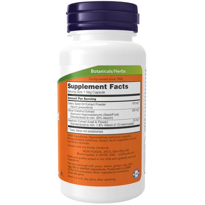 NOW Foods Supplements, Celery Seed Extract, plus Horse Chestnut and Hawthorn Extracts, 60 Veg Capsules
