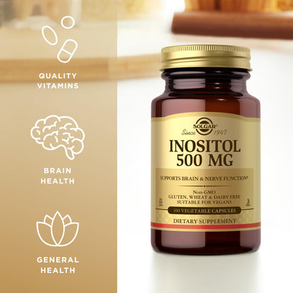 Solgar Inositol 500 mg - 100 Vegetable Capsules - Non-GMO, Vegan, Gluten Free, Dairy Free, Kosher - 100 Servings