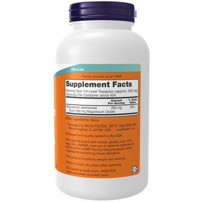 NOW Supplements, Magnesium Oxide, Enzyme Function*, Nervous System Support*, 8-Ounce (Pack of 2)