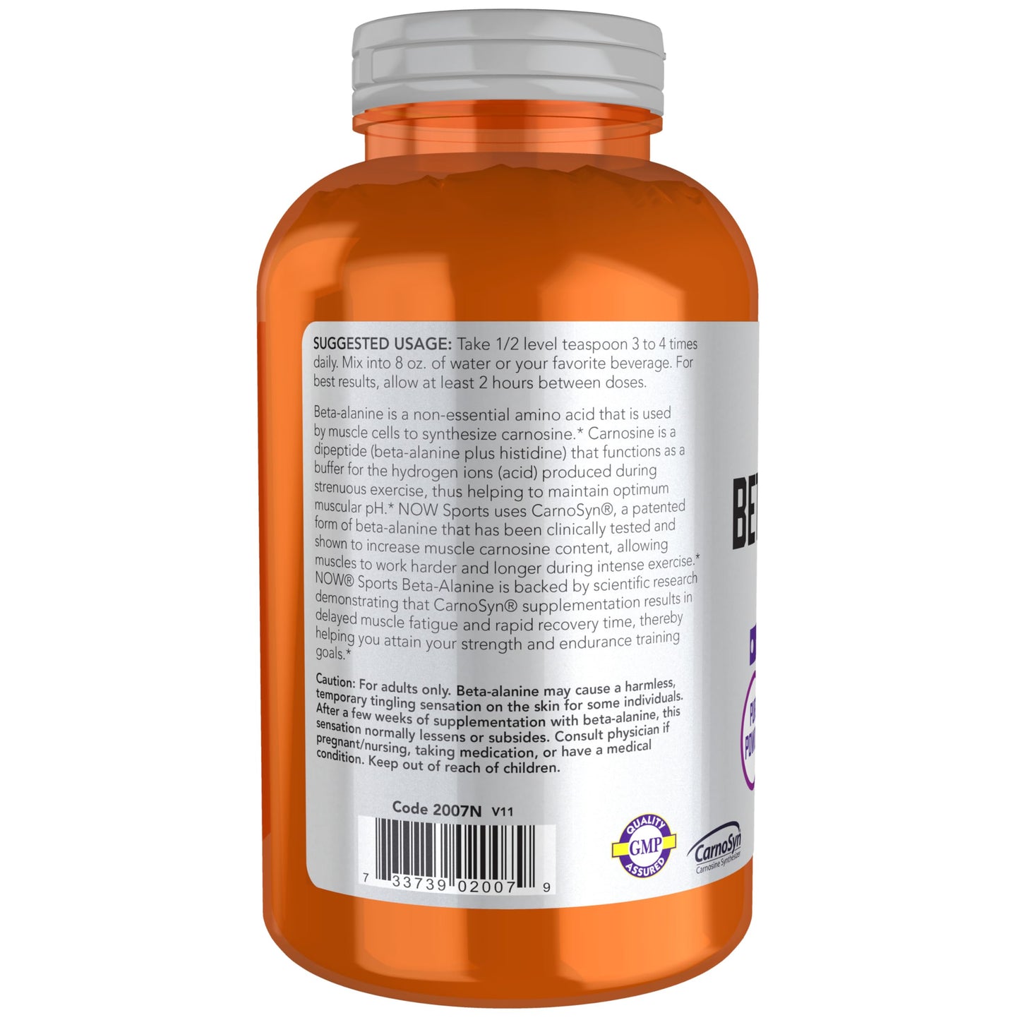 NOW Foods Sports Nutrition, Beta-Alanine Pure Powder 2,000 mg, Muscular Endurance*, 500 Grams