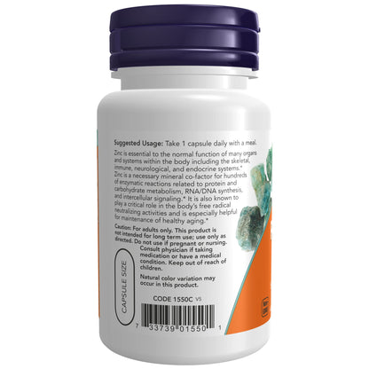 NOW Supplements, Zinc Picolinate 50 mg, Supports Enzyme Functions*, Immune Support*, 60 Veg Capsules (Pack of 2)