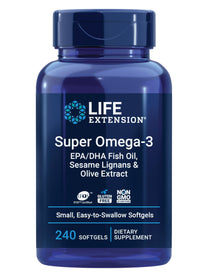 Life Extension Super Omega-3 EPA/DHA Fish Oil, Sesame Lignans & Olive Extract – Heart Health, Brain Health, Inflammation Health Support, Gluten-Free, Easy to Swallow, Non-GMO, 240 Softgels