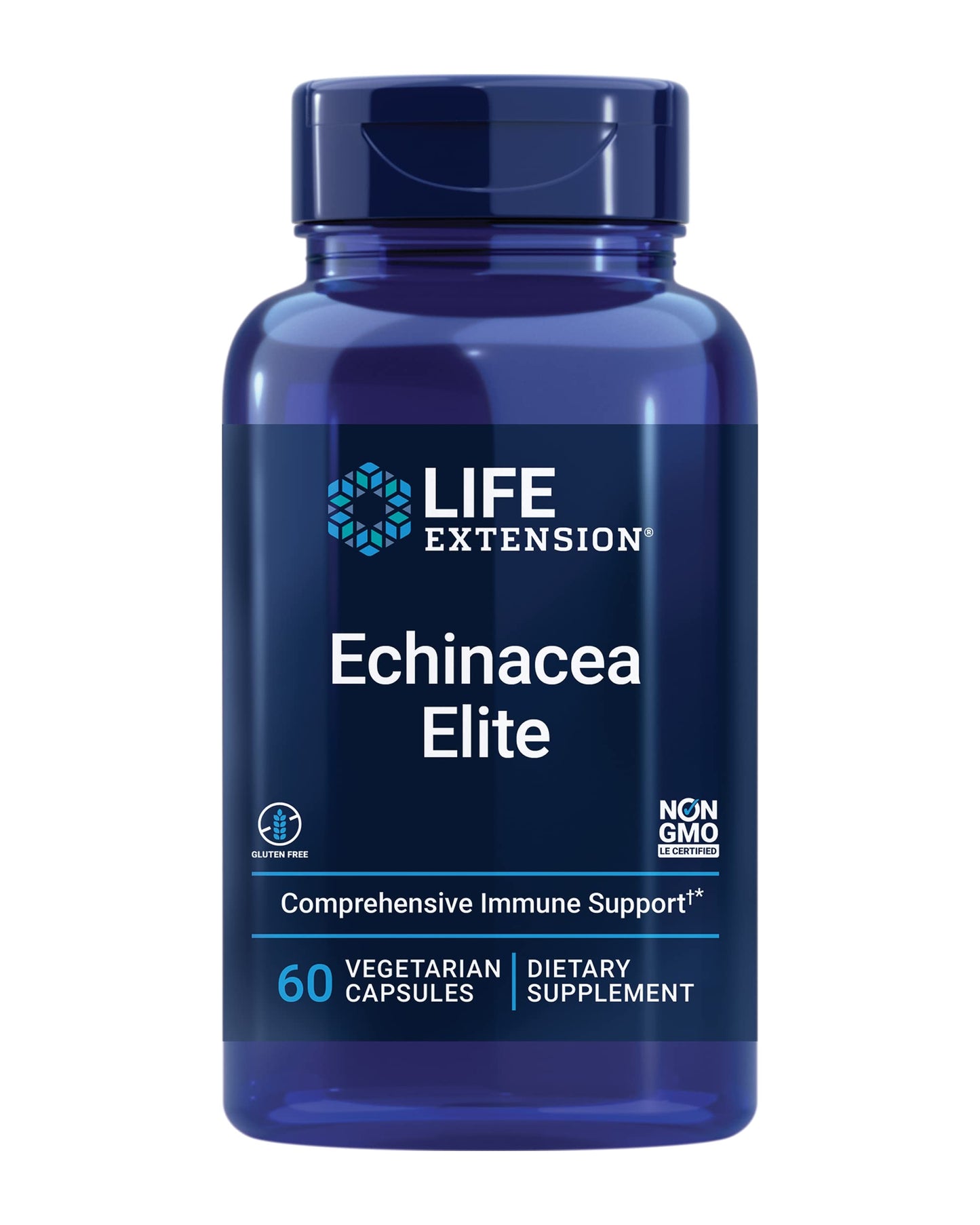 Life Extension Echinacea Elite, E. purpurea, E. angustifolia, Whole-Plant Extract, Immune Support, Dual-extracts, standardized Formula, Gluten Free, Non-GMO, Vegetarian, 60 Capsules