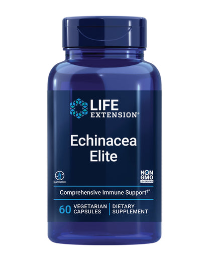 Life Extension Echinacea Elite, E. purpurea, E. angustifolia, Whole-Plant Extract, Immune Support, Dual-extracts, standardized Formula, Gluten Free, Non-GMO, Vegetarian, 60 Capsules