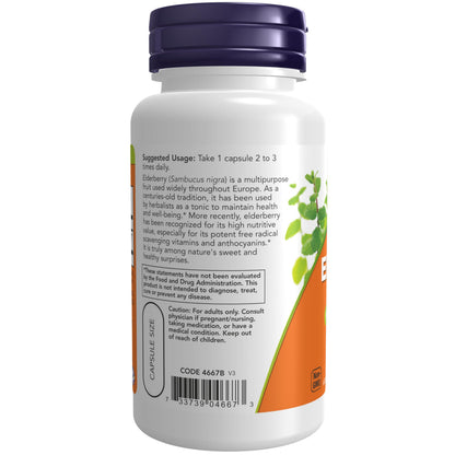 NOW Foods Supplements, Elderberry (Sambucus nigra)500 mg, 10:1 Concentrate, 60 Veg Capsules