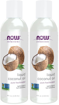 NOW Solutions, Liquid Coconut Oil, Light and Nourishing, Promotes Healthy-Looking Skin and Hair, 4-Ounce (Pack of 2)