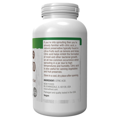 NOW Foods, Citric Acid, Sprouting Aid, Great Substitute for Salt, Preservative Found in Citrus Fruits, 1-Pound