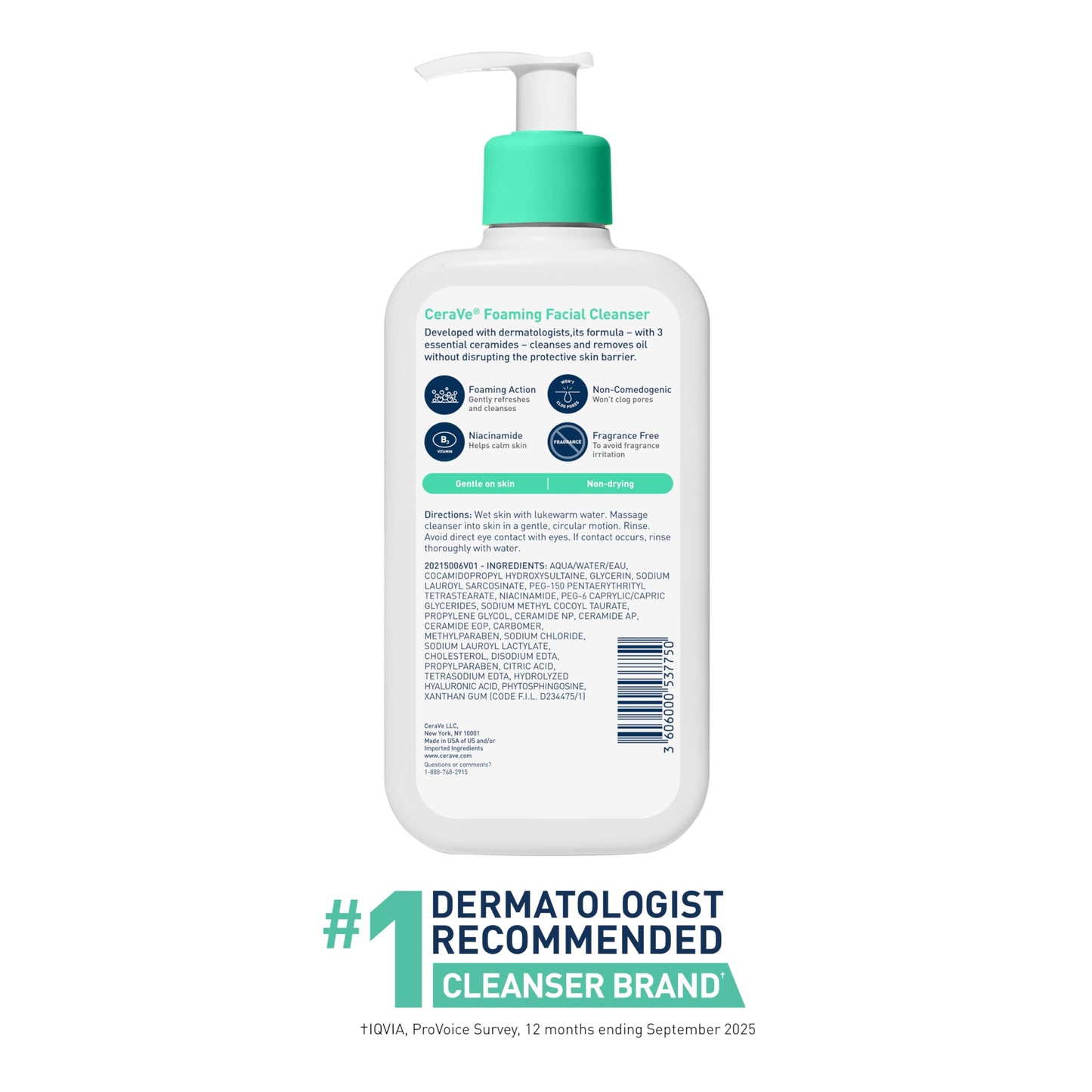 CeraVe Foaming Facial Cleanser, Face Wash for Oily Skin, 12fl oz