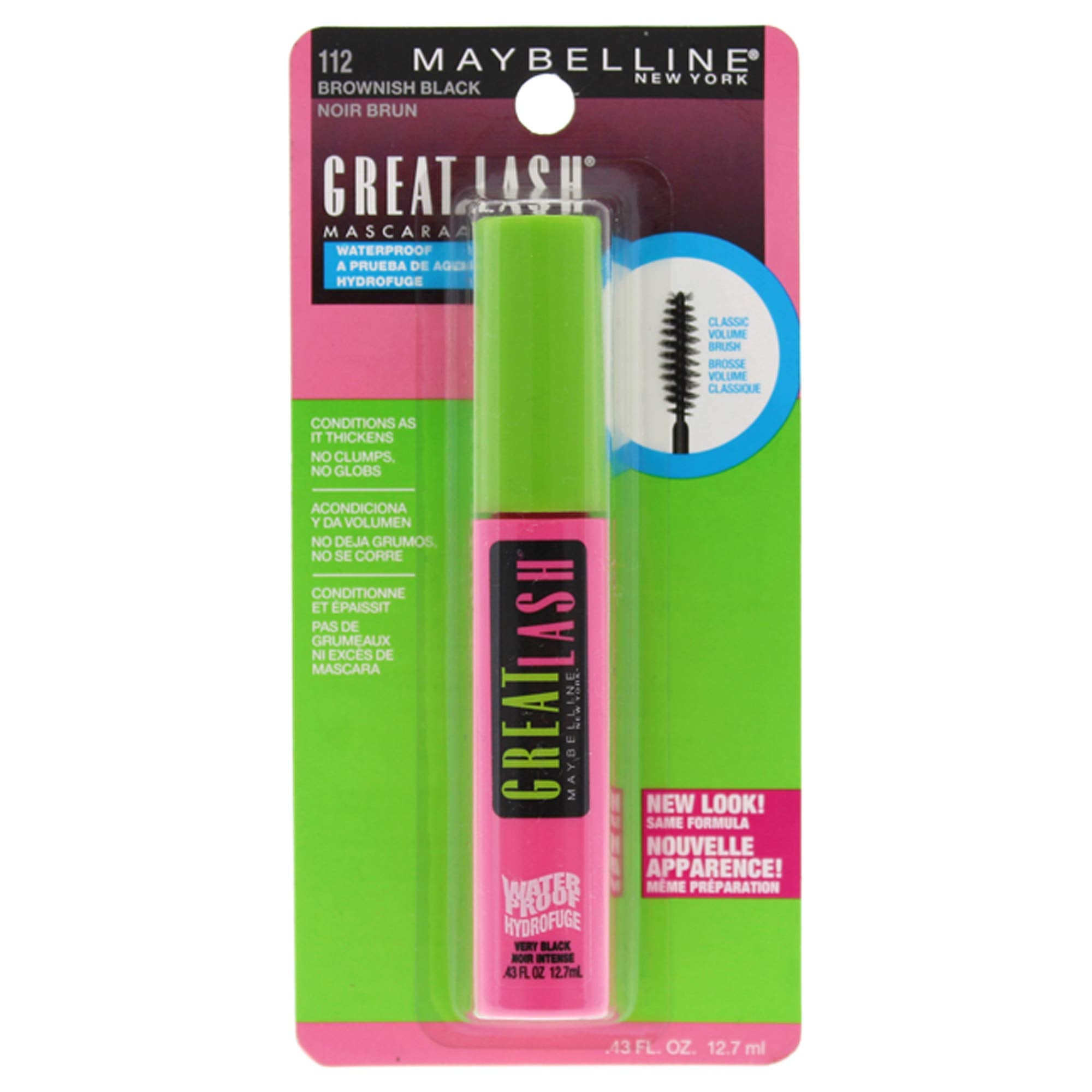 Maybelline New York Makeup Great Lash Waterproof Mascara, Brownish Black Waterproof Mascara, 0.43 fl oz