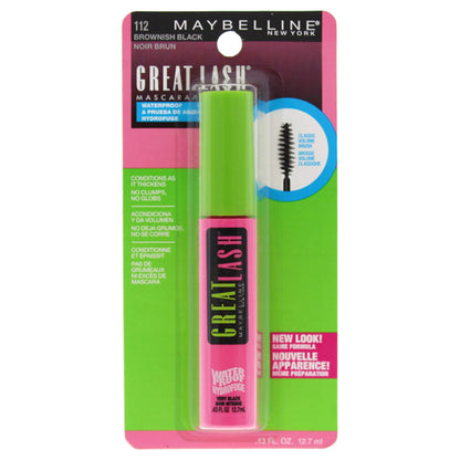 Maybelline New York Makeup Great Lash Waterproof Mascara, Brownish Black Waterproof Mascara, 0.43 fl oz